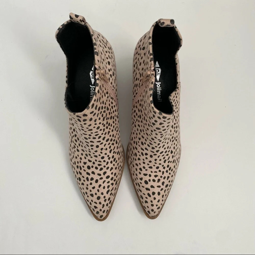 Blush Pink Cheeta Animal Print Ankle Boot Booties - Picture 4 of 15